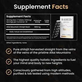 BASED Supplements SHILAJIT - 60 Resin pieces - Heavy Metal Free 3rd Party Tested