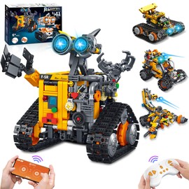 MOJINO Robots Toy for 5 6 7 8 9 10 11 12+ Year Old Boy, 4 in 1 Technik RC Building Set Gifts for Boys Ages 6-12+ Building Set App & Remote Control Educational Toys