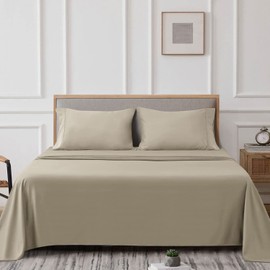 IR Imperial Rooms Full Size Sheet Sets - 4 Piece Luxury Hotel Bedding Sheets & Pillowcases Soft Microfiber Cooling Bed Sheets Set Deep Pocket up to 16 inch Shrinkage and Fade Resistant (Full, Beige)