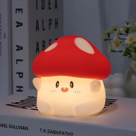 Gaoillneunji Mushroom Silicone Night Light for Kids - Squishy LED Lamp with Soft Touch, USB Rechargeable & Long Battery - Cute Touch Control Mushroom Light for Kids Room Decor & Gifts
