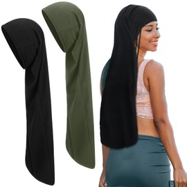 Twistover 2 Pcs Jumbo Dreadlock Cap Hair Dreads Head Wrap Loc Wraps for Dreads Hair Accessories for Men Women Sleeping (Black, Army Green,30 Inches)