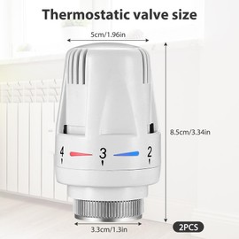 GROVL Thermostatic Radiator Valve 2Pcs TRV Valve Head Replacement M30 x 1.5 Thermostatic Radiator Head Universal Radiator Temperature Control Valve for Home Office Bedroom