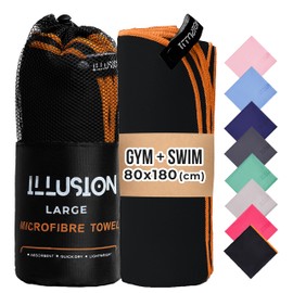 illusion Extra Large Microfibre Towel (80x180 cm) – Compact, Lightweight & Fast Drying Towel. Perfect Gym, Travel, and Swimming Towels for Adults. Ideal for Post-Workout Showers and After Swimming