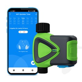 WiFi Sprinkler Timer: Smart Water Hose Timer with Rain Delay, App Control, Auto and Manual Mode, WiFi Sprinkler Controller for Lawns Yard, Irrigation System Compatible with Alexa & Google Home