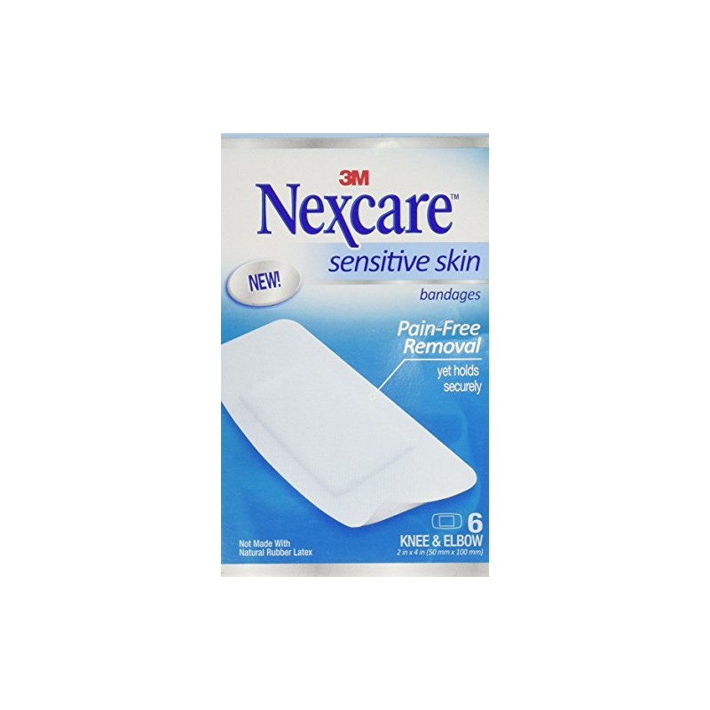 Nexcare Sensitive Skin Bandages,Knee and Elbow 6 ea