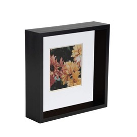 Nicola Spring 8 x 8 3D Shadow Deep Box Photo Frame - Craft Display Picture Frame with 4 x 4 Mount - Black