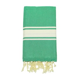 BANDOL HILLS Turkish Beach Towel-100% Tunisian Cotton- Pool Towel with Fringes- Soft and Absorbent Cotton Towel for Beach, Bath, Pool and Travel- Sand Free Beach Towel (Brazilian Green, Classic)