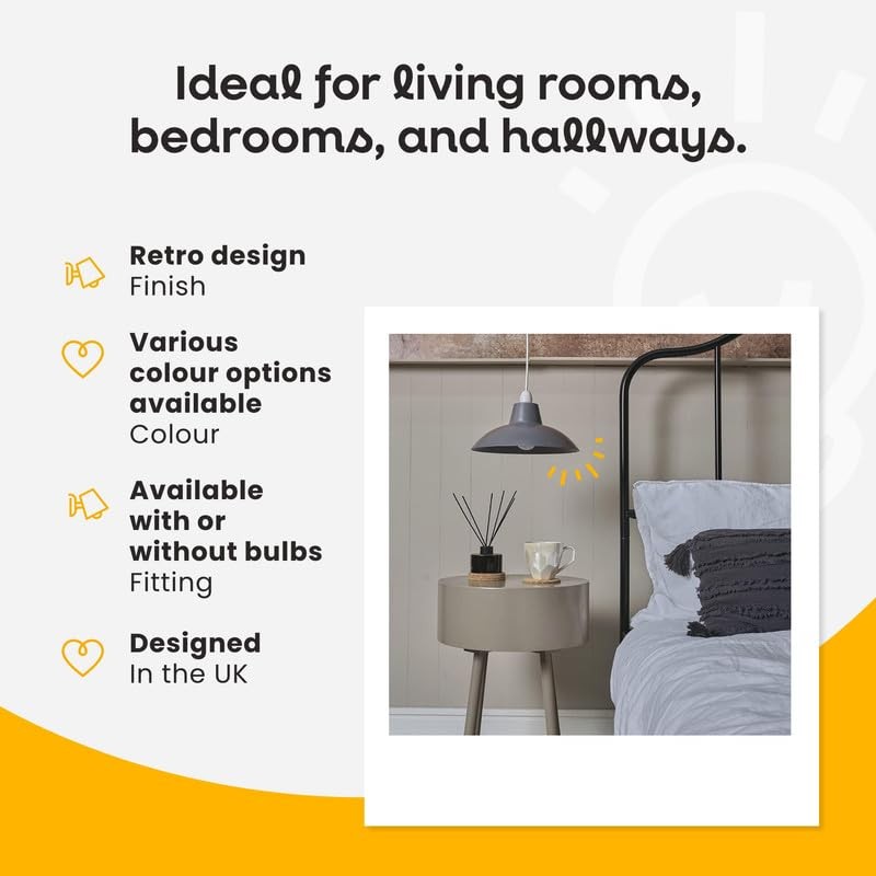 MiniSun | Retro Style Gloss White Metal Ceiling Light Shade