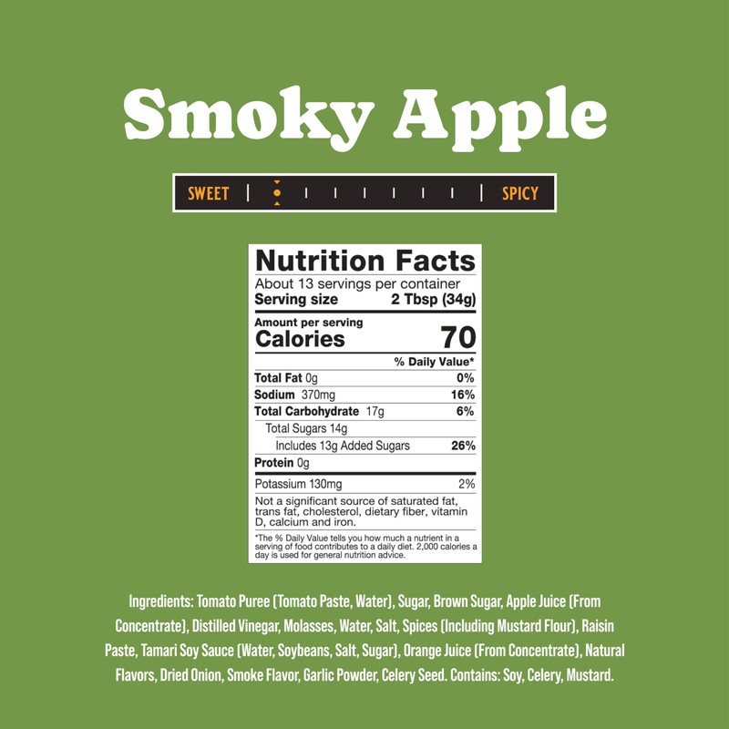 Rufus Teague Smoky Apple BBQ Sauce, 1 Pack, Premium Barbecue