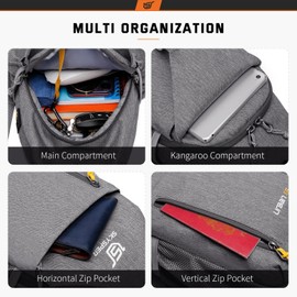 SKYSPER Sling Bag Crossbody Backpack - Chest Shoulder Cross Body Bag Travel Hiking Casual Daypack for Women Men(Grey)