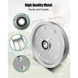 2Pcs Idler Pulley Fit for John Deere AUC10172 15959 Z335E Z525E Z535M Z535R Z540M Z540R ZTrak, Lawn Mower Deck Flat Belt Pulley