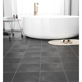 Peel and Stick Floor Tile 20-Pack 20 Sq.Ft Matte Pattern Flooring, 12" x 12" Self Adhesive Vinyl Flooring DIY for Kitchen, Bathroom, Laundry, Pure Black