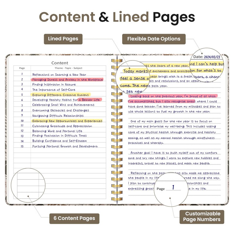 Taja A5 Forest Lined Journal Notebook and A5 Spiral Lined