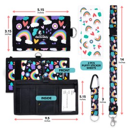 Decorably Trifold Kids Wallet with Lanyard - Girls Wallets for Kids 6-8, Kids Wallets for Girls Wallet for Girls 10-12, Girl Wallets for Kids 6-8, Kids Wallet Girls Wallets for Kids 4-6, Kid Wallet