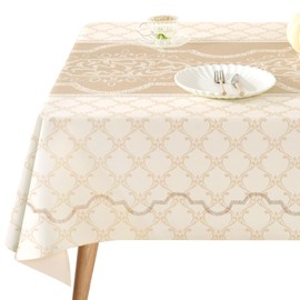 FAVE Table Cloth Shiny Cloth Tablecloths Durable Tablecloth for Kitchen Dining Khaki Rectangle Tablecloth（Khaki, 55”x78”）
