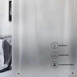 WELTRXE Shower Curtain with Bottom Weight Magnet, Waterproof EVA Curtain for Shower and Bath, Child-Friendly, Soft Thin Bath Curtains, 0.1 mm Thick, 120 x 180 cm, Semitransparent Matte Glassy, incl. 8