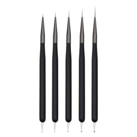 Nail Art Brushes, 5Pcs Nail Art Liner Brushes, Dotting Pen Tools, Painting Art Design Brush Set for Long Lines, Thin Details, Fine Drawing Sizes 7/9/11/15/22mm, Black