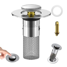 Bathroom Sink Stopper Hair Catcher, Bathroom Sink Stopper for 1.34-1.57 inch, Bathroom Sink Drain Strainer, Pop up Sink Drain Filter, Stainless Steel Floor Drain Filter
