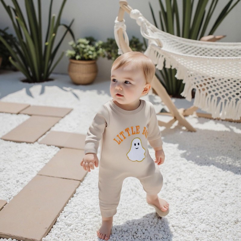 ZAXARRA Newborn Baby Boys Jumpsuits Letter Embroidery Long Sleeve Sweatshirts