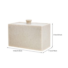 Zerodeko Q- Tip Holder Cotton Round Holder Resin Cotton Swab Storage Box with Lids 2 Compartments Cotton Pad Container Makeup Cotton Swab Canister Vanity Organizer (Beige) Tampon Flask