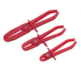 Line Clamp Pliers 3PCS Nylon Hose Clamp Tool Set - Hose Clamping Pliers - Brake Fuel Water Line Clamps Plier Hands Free Tool Red - Suitable for Fuel Gas Lines, Radiator, Coolant Brake Hoses