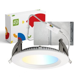 ASD LED Recessed Lighting 4 Inch, Round Commercial Downlight, Mini Panel with Baffle Trim, 4" 12W 120-277V CCT Selectable 2700/3000/3500/4000/5000K, Dimmable Ceiling Light Fixture, White, ETL