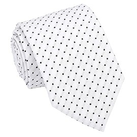 DQT Men's Geometric Pin Dot Business Casual 8cm Classic Tie - White & Black