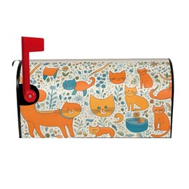 YYHWHJDE letterbox cover waterproof oxford cloth Fits standard or large size mailboxes Cartoon orange cat picture 21x18 in, Black