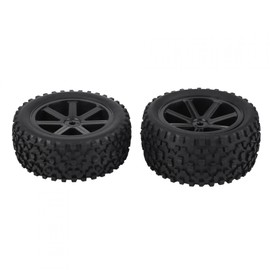 Set of 4 1/10 RC Truck Rubber Tyres RC Monster Truck Wheels Front and Rear Wheel Set for Various Types of RC Cars (Black)