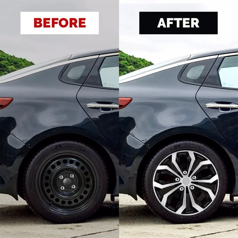 TSUINZ 4 Black Snap-On Wheel Covers for 16" Tires &