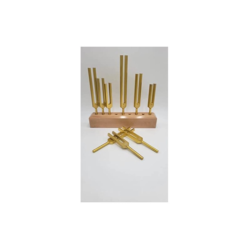 Solfeggio Set of 9 Gold Color Unweighted Tuning Fork Set