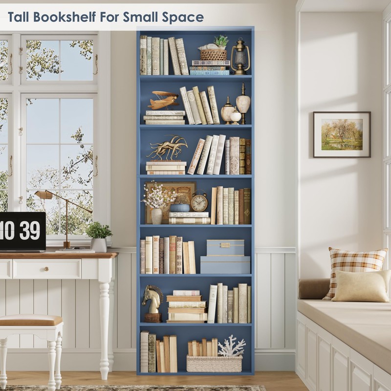 FACBOTALL 82" Tall Bookshelf, 7-Tier Open Shelves Bookcase, Freestanding Display