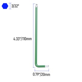 FOCMKEAS 2PCS 3/32" Ball End Hex Key Allen Wrench, SAE Internal Hexagonal Wrench, L Shaped Long Arm S2 Steel Repairing Tool，Green