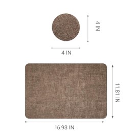 Reversible Faux Leather Placemats Set 8-Piece Set (Includes 4 Coasters) Waterproof Oil-Resistant & Heat-Proof Table Mats Eco-Friendly Stylish and Easy to Clean (4, Beige)