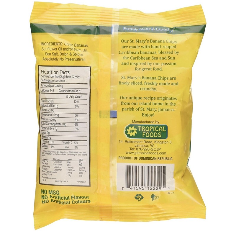 JP Tropical Foods St. Mary's Banana Chips, 1.06 Ounce Pack