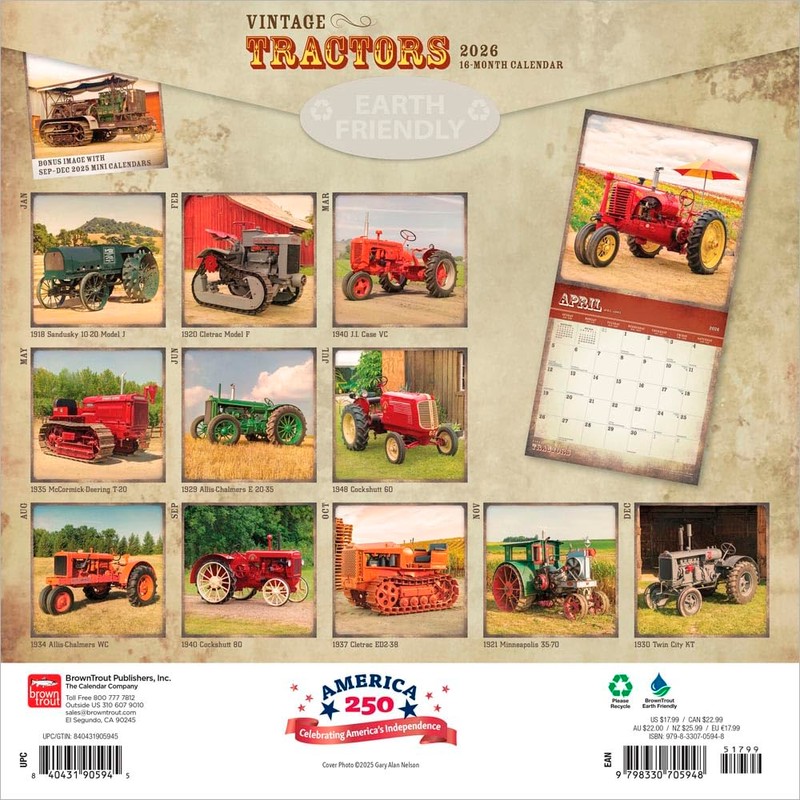 Vintage Tractors | 2026 12 x 24 Inch (Hanging) Monthly