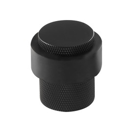 DOOROOM 1-1/2 Inch Length 1-3/5 Height Cylindrical Floor Mount Door Stopper Heavy Duty Door Holder Brass Floor Mounted Hardware Quite Doorstop Keep Door Open, 1 Pack, Matt Black