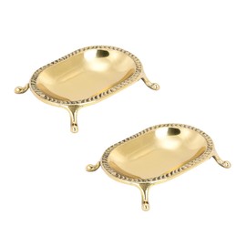 Vintage Brass Soap Dish Case Clawfoot Classy Design 4 5/8" X 3 1/4" Ornate Polished Brass Metal Soap Bar Holders for Shower, Vanity Sink and Bathroom Tubs Renovators Supply Manufacturing Pack of 2