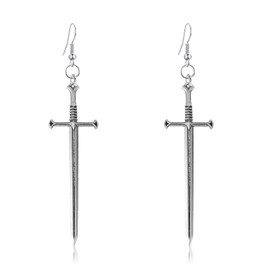 WUWEIJIAJIA Unique Retro Gothic Long Sword Hook Earrings Vintage Silver Punk Style Knife Dangle Drop Earrings for Women Trendy Men Statement (Style-4)