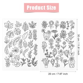 4 Sheets Hand Sewing Stabilizers, Water Soluble Stabiliser Stick and Stitch Embroidery Stabilizers with Plant Floral Patterns for Hand Sewing Beginners