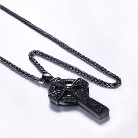 U7 Ancient Black Viking Pendant Necklace For Men Women Gothic Nordic Jewellery Celtic Knot Cross Necklaces