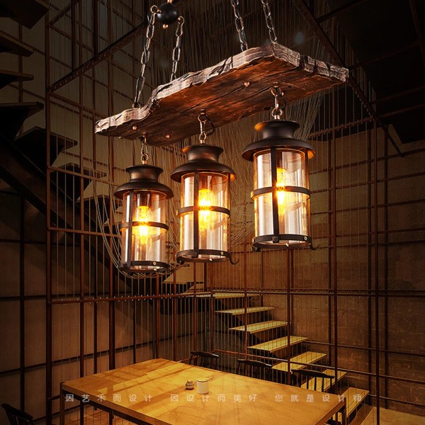 Unbranded 3-Light Farmhouse Loft Rustic Chandelier Wood Pendant Ceiling Light
