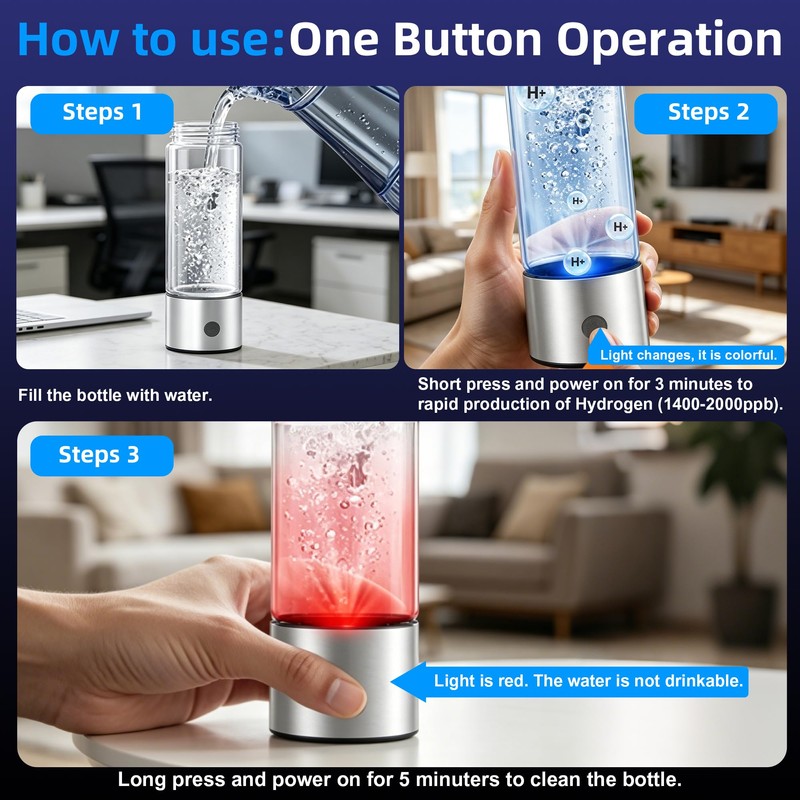 Hydrogen Water Bottle Generator -Portable Hydrogen Water, Rechargeable Hydrogen Rich