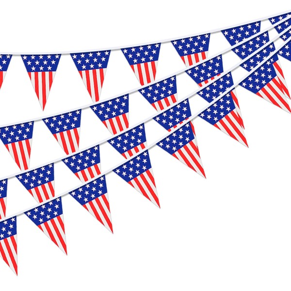 10M American Flag Bunting,30Pcs Triangles USA Flag Bunting Outdoor Waterproof