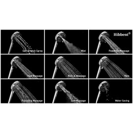 Hibbent High Pressure Shower Head with Handheld 10 Settings Spray with 71" Hose Chrome