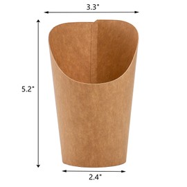 Lawei 100 Pack Kraft Paper French Fries Cup, 16 oz Disposable French Fries Holder, Take-Out Party Baking Supplies Waffle Popcorn Boxes, Charcuterie Cups Containers Wedding Food Cones Holder