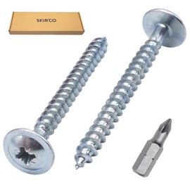 SKIR'CO (150 pcs) Zinc Plated Steel 5.0 x 50 mm Silver Wood Screws, Metal Screws, Wafer Head, Pozidriv, Self Tapping