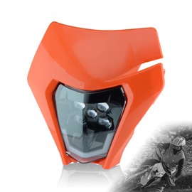 MCHMFG Dirt Bike Headlight Dirtbike LED Headlights Kit Motorcycle Head Lamp Light Kit Universal for Most Dirt Pit Enduro Bike Motorcycle Headlamp Frontlight for ATV Quad Orange