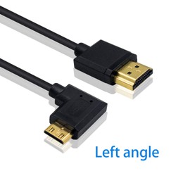 Duttek Mini HDMI Cable, Mini HDMI to HDMI Converter Adapter, Short Left Angled 90 Degree Mini HDMI to HDMI Male Male to Male Gold Plated Terminal High Speed Transmission Mini HDMI Cable 4K, 1080P