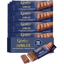 Genève Swiss Milk Chocolate Bars with Praline Filling, 1 oz (12 Pack) | Geneve Jubilee | Individually Wrapped | Rich & Creamy | Kosher (including Passover)